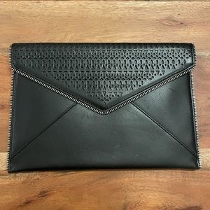 Rebecca Minkoff black leather Leo Clutch